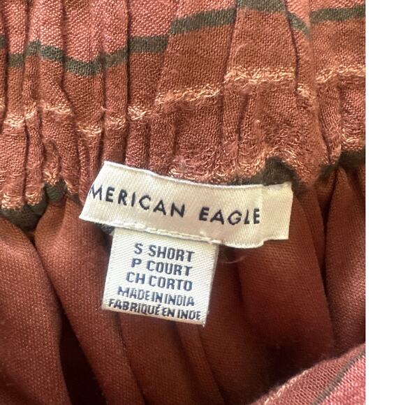AMERICAN EAGLE Pants Womens Small Short Rust Red Striped Harem Belted Bohemian - Picture 5 of 11